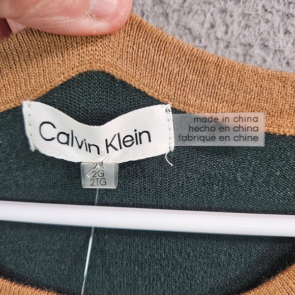 $89 NEW‎ Calvin Klein Sweater Women 2X Knit Pullover Multicolor Striped - Picture 4 of 10